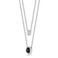 Gemminded Sterling Silver 6mm Hexagonal Onyx & Opal Necklace - image 2