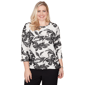 Womens Alfred Dunner Crowd Pleaser Embroidered Flower Top With N - image 1