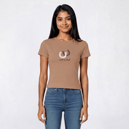 Juniors No Comment Wish Me Luck Twill Applique Baby Tee