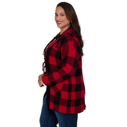 Plus Size Ruby Rd. Mysterious Romance Buffalo Plaid Cardigan