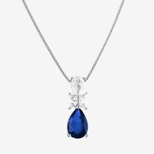 Gemstone Classics(tm) Sterling Silver Lab Grown Sapphire Pendant - image 