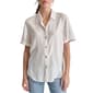 Womens DKNY Jeans Rolled Short Sleeve Boyfriend Shirt Tencel - image 1