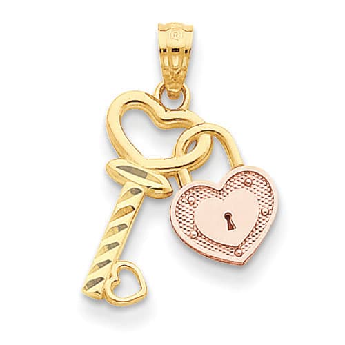 Gold Classics&#40;tm&#41; Two-Tone 14kt. Key & Locket Necklace - image 