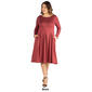 Plus Size 24/7 Comfort Apparel Long Sleeve Midi Fit & Flare Dress - image 4