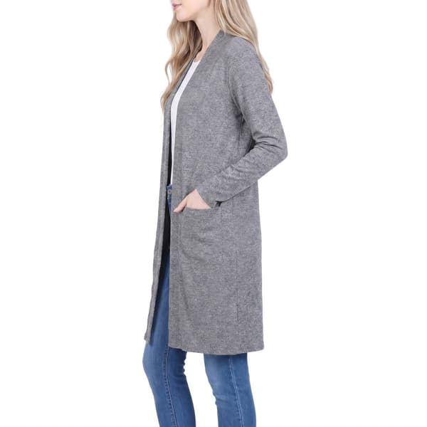 Womens NY Collection Long Sleeve 2 Pocket Solid Brushed Hacchi C