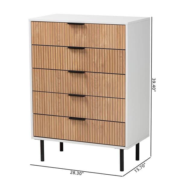 Baxton Studio Karima Two-Tone Wood 5-Drawer Storage Cabinet