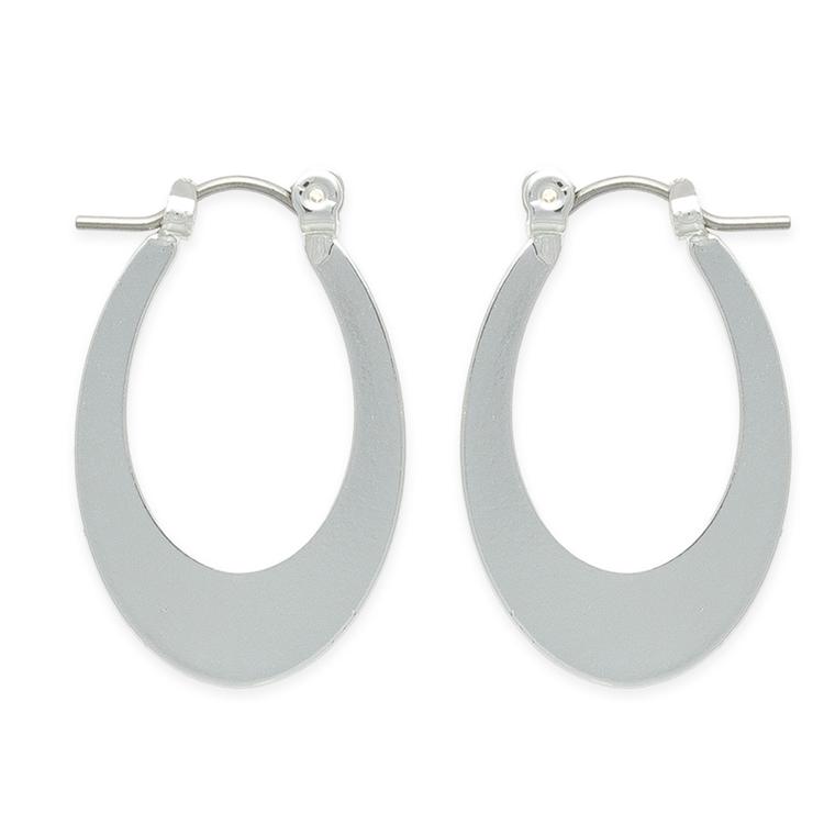 Freedom Silver-Tone Open Oval Horseshoe Click Top Earrings