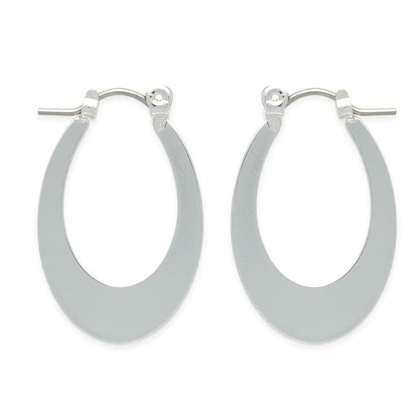 Freedom Silver-Tone Open Oval Horseshoe Click Top Earrings - image 