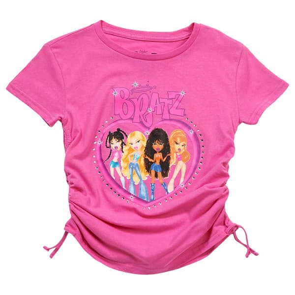 Girls (7-16) Bratz Short Sleeve Side Cinch Rhinestone Tee