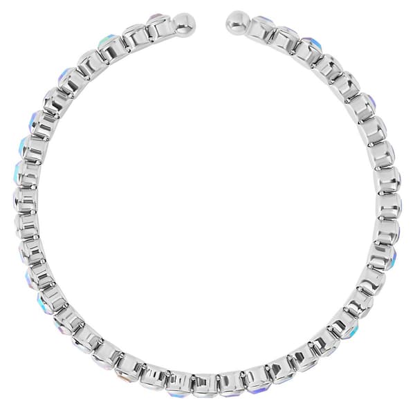 Athra Fine Silver Plated Single Honeycomb Crystal Coil Bracelet