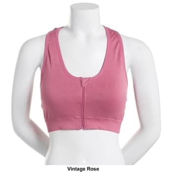 Seamless Zip-Front Sports Bra in Lilac Blush