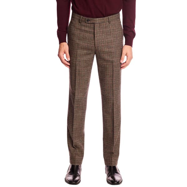 Mens Paisley & Gray Plaid Pants - Teal/Brown