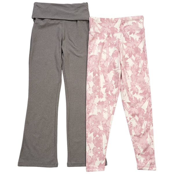 Girls (7-16) No Comment Solid/Leaf Flared & Straight Leggings