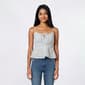 Juniors No Comment Lurex Stripe Crop Tank With Bead Tie - image 1