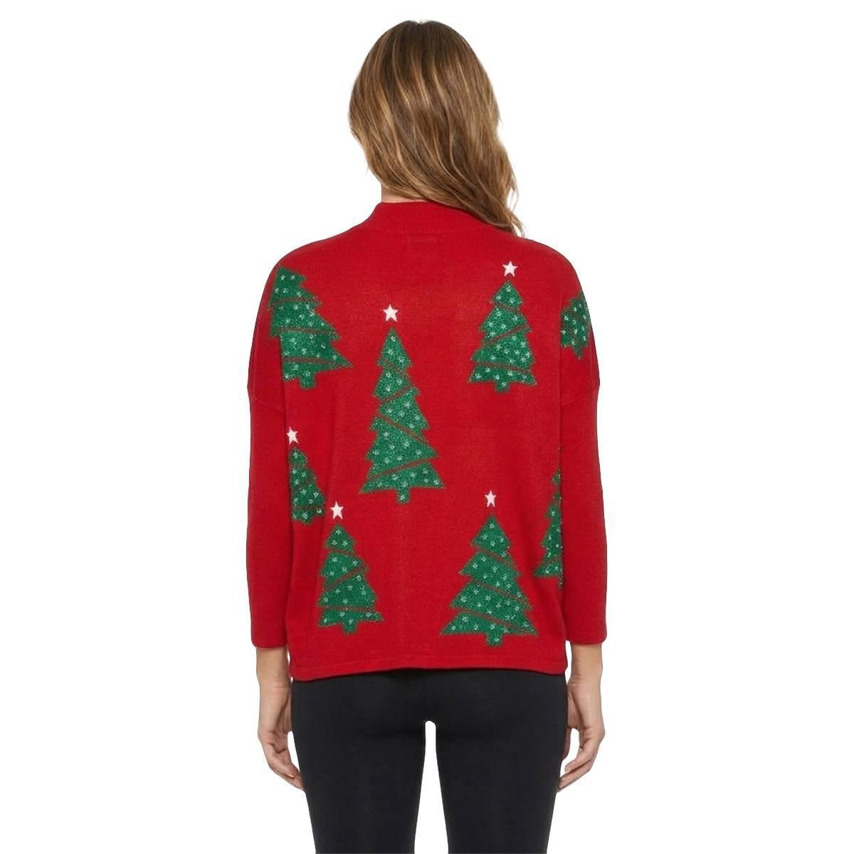 Womens Tint & Shadow Long Sleeve Christmas Tree Sweater