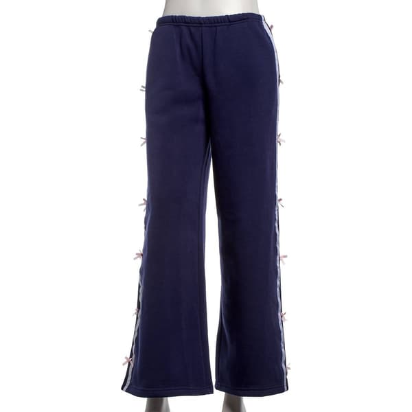 Juniors Derek Hearts Fleece Stripe Sweatpants with Bows - image 