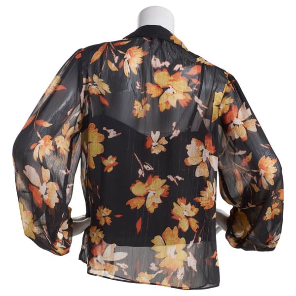 Womens Nanette Lepore Floral Lurex Blouse w/Cami