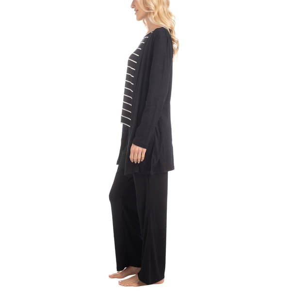 Womens MUK LUKS&#174; 3pc. Anything Pajama Set - Black Stripe