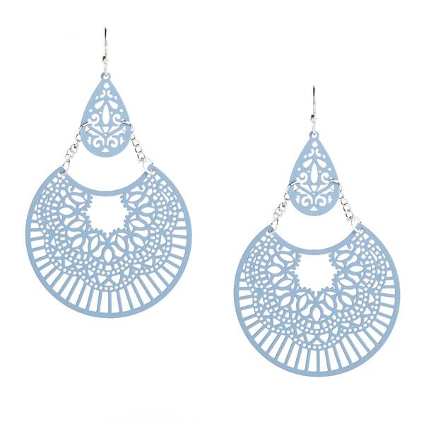 Ashley Cooper&#40;tm&#41; Blue & Silver-Tone Filigree Fan Drop Earrings - image 
