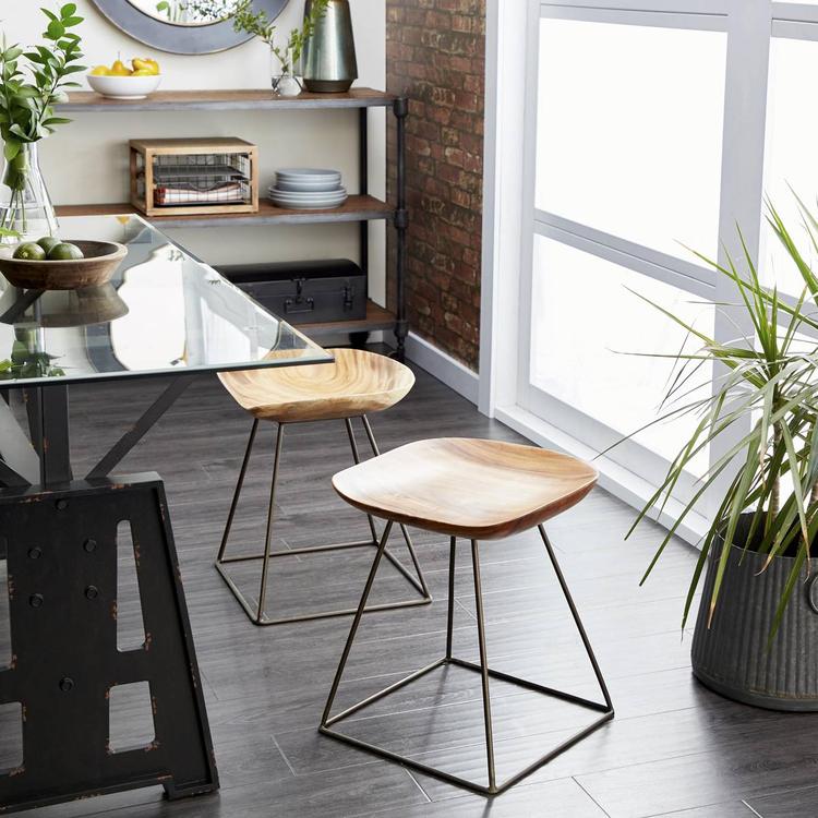 9th & Pike® Rustic Brown Metal Ottoman