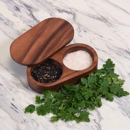 Kalmar Home Acacia Wood Salt & Pepper Pinch Pot