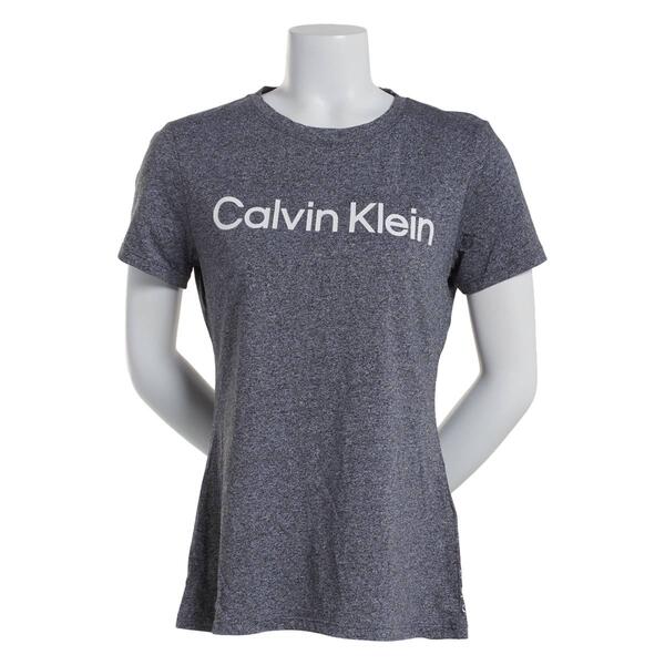 Womens Calvin Klein Performance Logo Short Sleeve Crew Top - image 