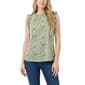 Petite NY Collection Ruffle Trim Collar Abstract Olive Blouse - image 1
