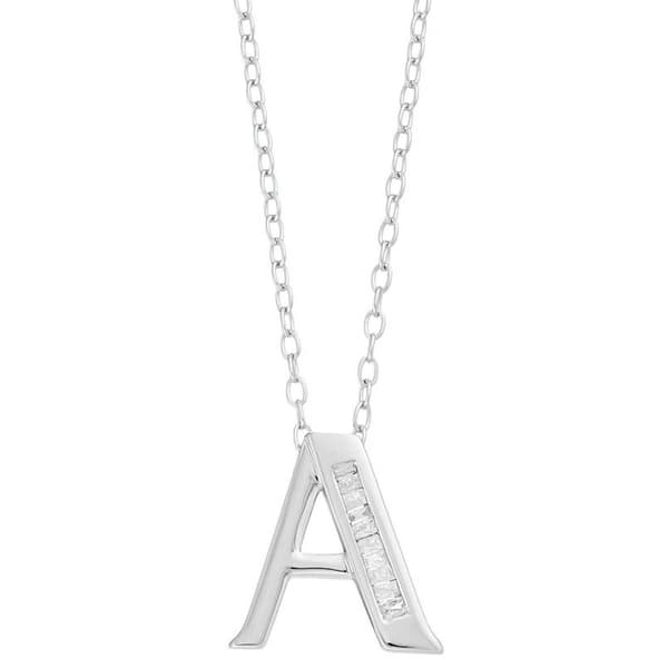 Diamond Classics(tm) 1/20ctw. Baguette Diamond A Initial Pendant - image 