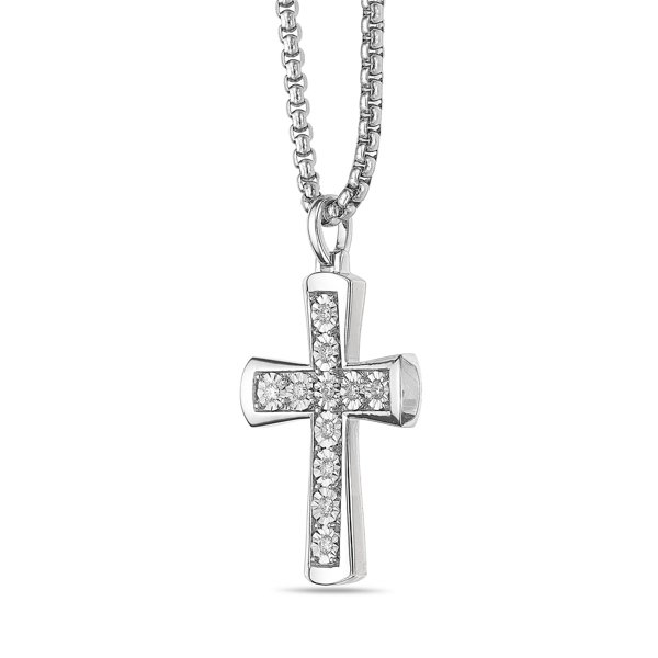 Mens Lynx 1/2ctw. Lab-Grown Diamond Cross Necklace-LGM0022P50SIL