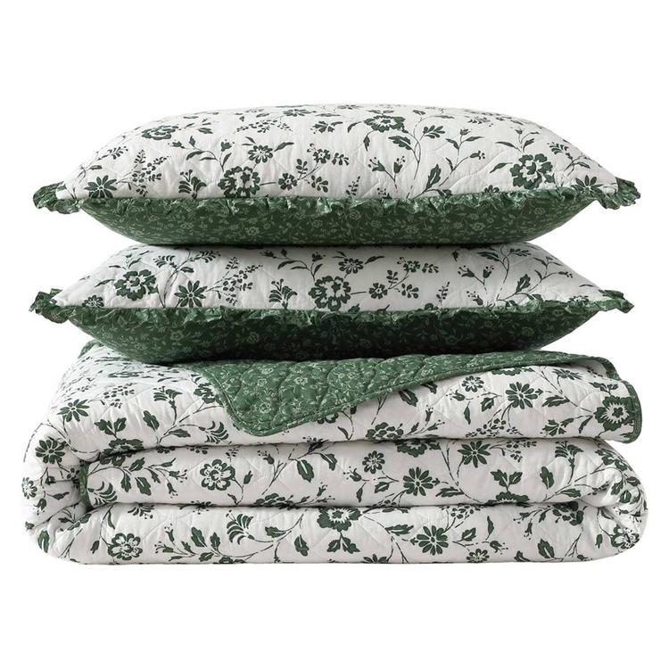 Laura Ashley Miranda Cotton Reversible Quilt Set