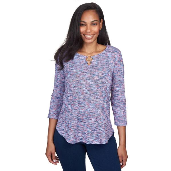 Petite Ruby Rd. Fall Wonders Space Dye Top with Ring Neck - image 