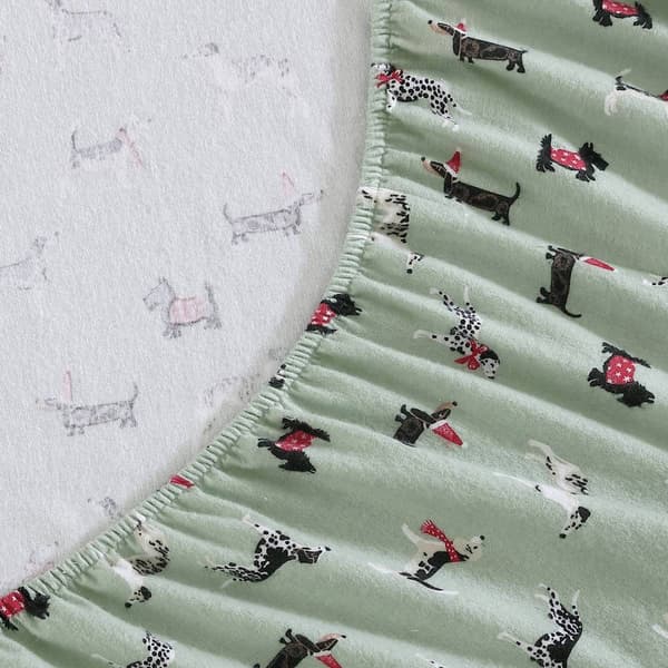 Laura Ashley Holiday Pups Cotton Flannel Sheet Set