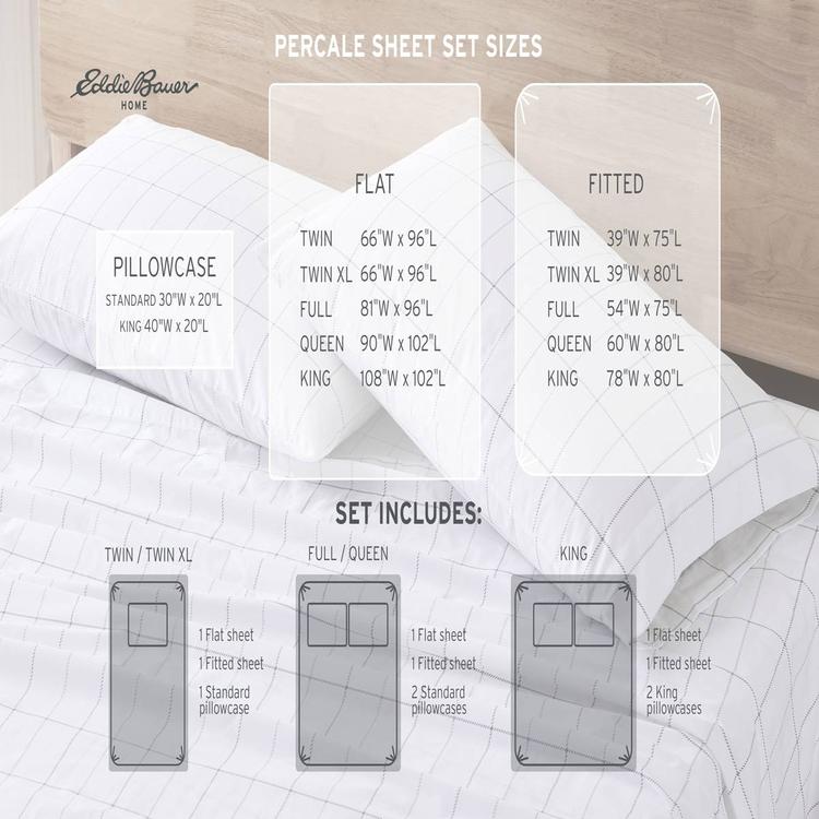 Eddie Bauer Methow Plaid Cotton Percale Sheet Set