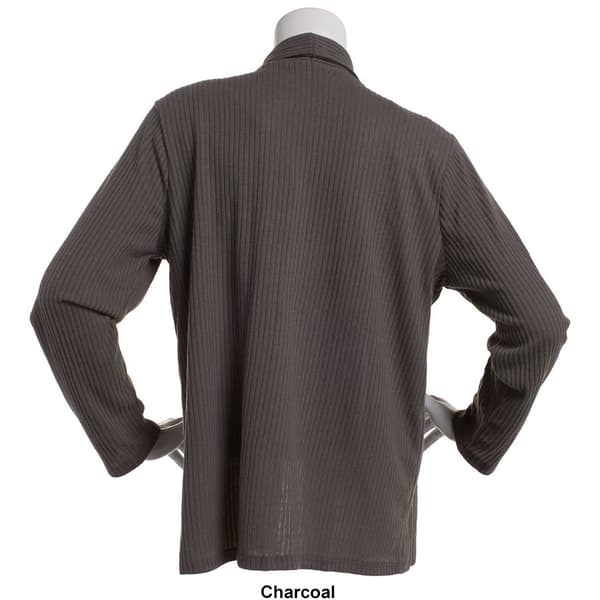 Womens Notations Long Sleeve Rib-Knit Button Shoulder Cardigan