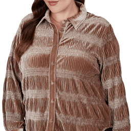 Plus Size Skye’s the Limit Champagne Holiday Velvet Blouse