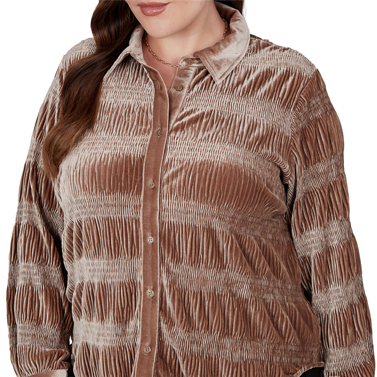 Plus Size Skye’s the Limit Champagne Holiday Velvet Blouse