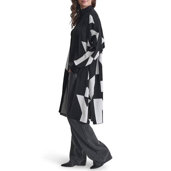 Womens DKNY Long Sleeve Open Front Stack Logo Oversize Cardigan