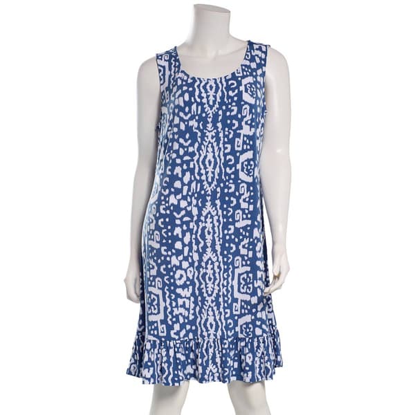 Womens MSK Sleeveless Abstract Ruffle Hem Shift Dress - image 