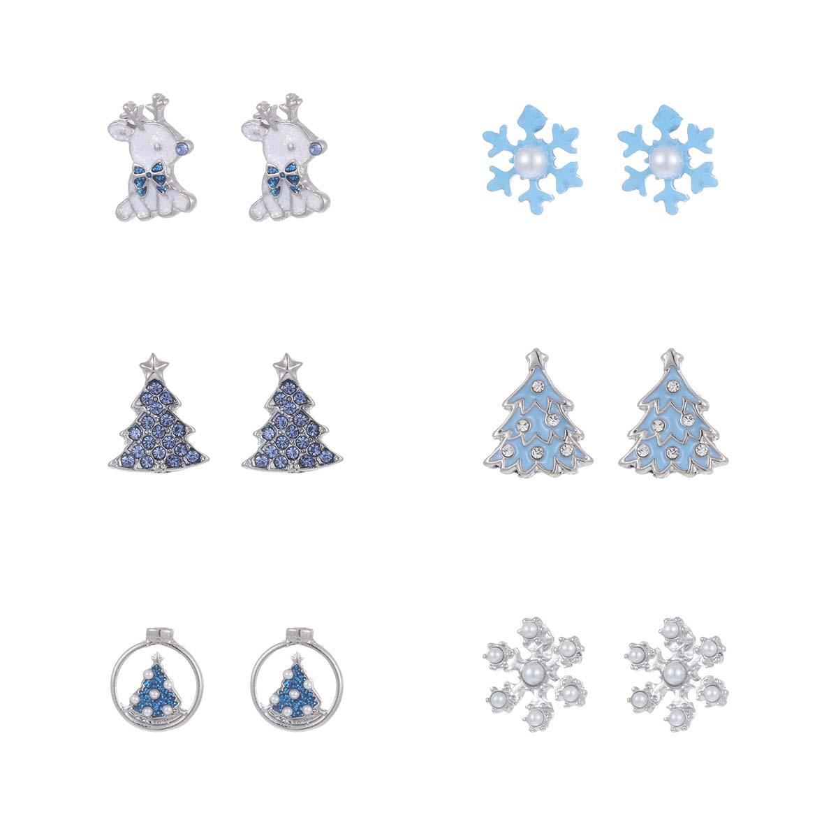 6pc. Reindeer/Snowflake/Christmas Tree/Snowglobe Earring Set