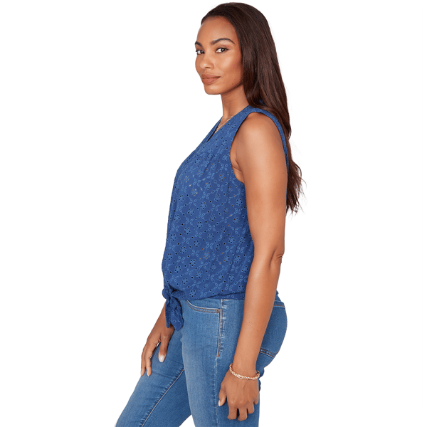 Petite Ruby Rd. French Riviera Sleeveless Eyelet Blouse