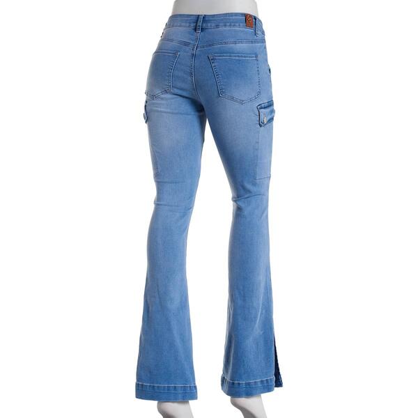 Juniors Gogo Jeans Split High Rise Cargo Flare Jeans
