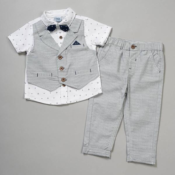 Baby Boy &#40;12-24M&#41; Little Lad&#40;R&#41; Dot & Stripe Mock Vest & Pants Set - image 
