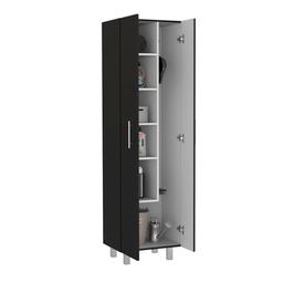 FM FURNITURE Norway Black Broom Closet Pantry
