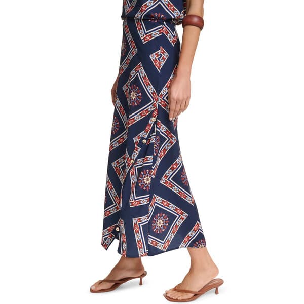 Womens Halston Pull On Geometric Scarf Midi Skirt