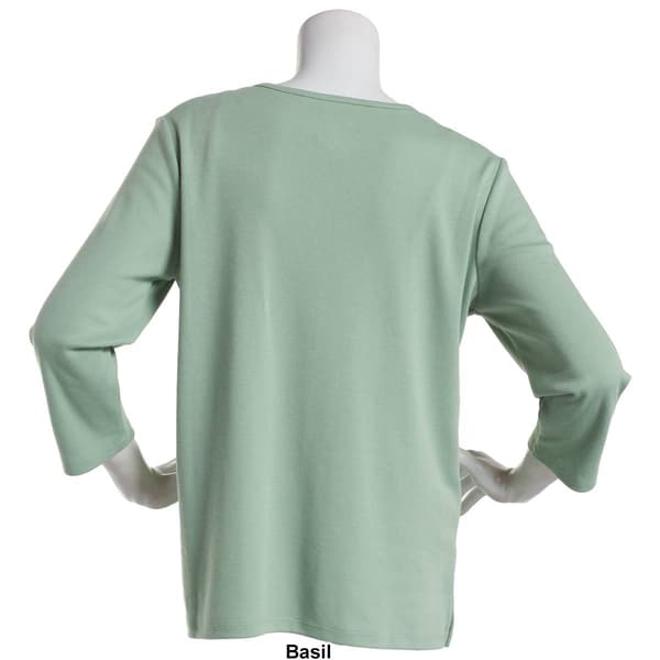 Petite Hasting & Smith 3/4 Sleeve Solid Open Crew Neck Top