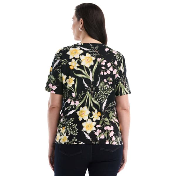 Plus Size Rafaella® Short Sleeve Floral Garden Blouse
