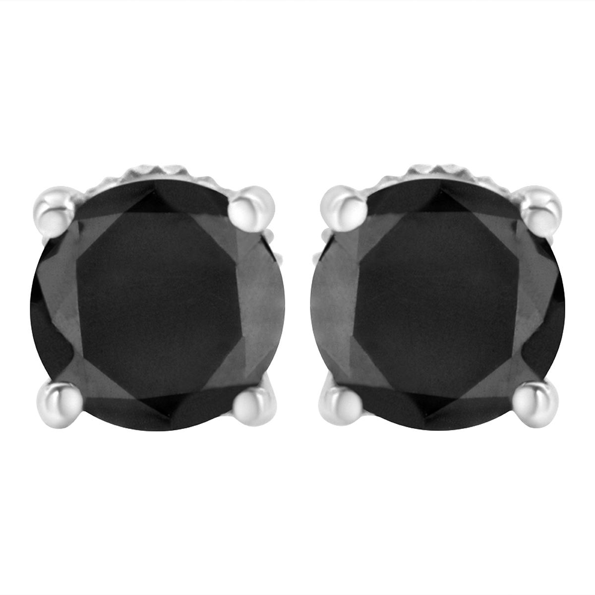 Radiant Rainbow™ White Gold 3ctw. Black Diamond Earrings