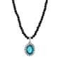 1928 Silver Tone Blue Zircon Black Beaded Necklace - image 1