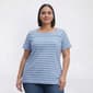 Plus Size Hasting & Smith Short Sleeve Stripe Button Shoulder Tee - image 1