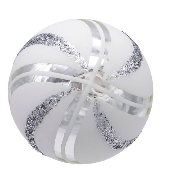 Kurt Adler 6pc. Glass White Glittered Swirl Ball Ornament